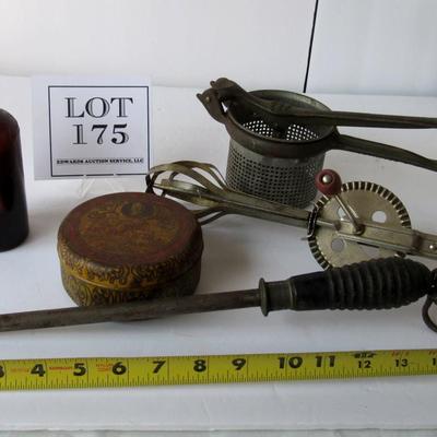 Lot of Vintage Kitchen Stuff, Tin, Lysol Bottle