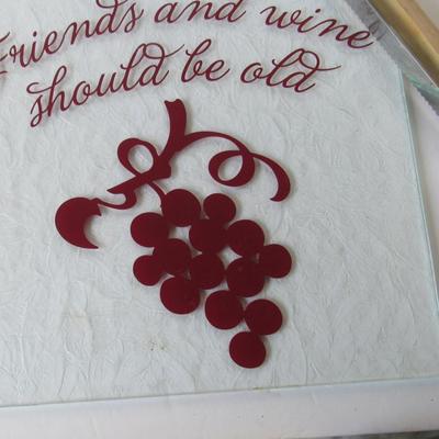 Nice Glass Cutting Tray With Bread Knife and Wine Cooler Bag