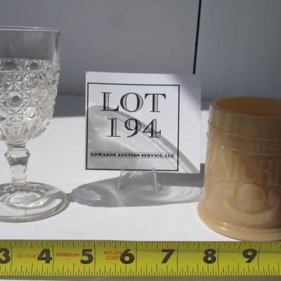 Pattern Glass Goblet and Nigril Glass Mug
