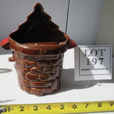 Vintage Wishing Well Pottery Planter