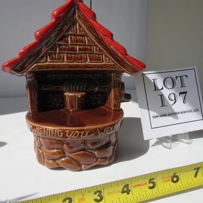 Vintage Wishing Well Pottery Planter