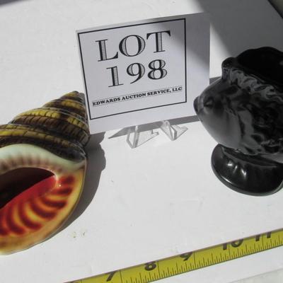 Pottery Shell Wall Pocket and Small Fish Planter