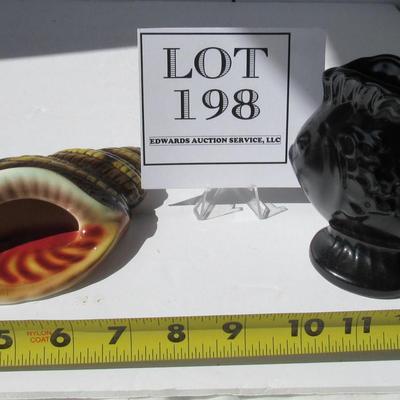 Pottery Shell Wall Pocket and Small Fish Planter