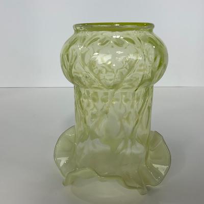-107- URANIUM | Tall Ruffled Edge Vaseline Vase