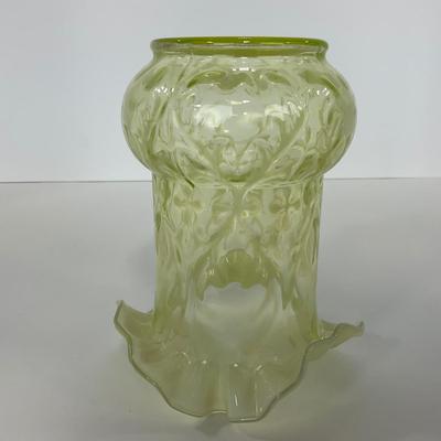 -107- URANIUM | Tall Ruffled Edge Vaseline Vase