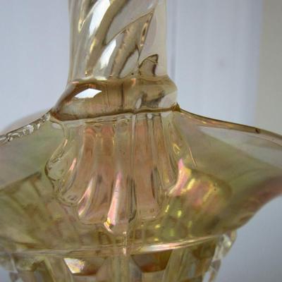 Old Pottery Creamer and Carnival Glass Basket