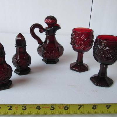 Lot of Avon Red Glass, Salt and Peppers Still Have Perfume Inside