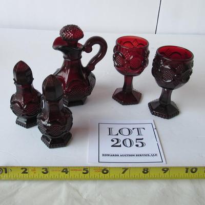 Lot of Avon Red Glass, Salt and Peppers Still Have Perfume Inside