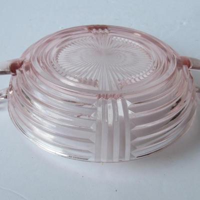 Lot 207: Pink Depression Glass Handled Bowl
