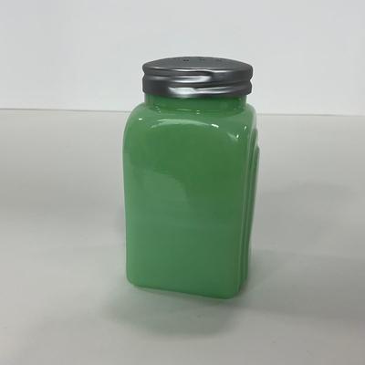 -108- GLASSWARE | Jadeite Salt & Pepper Shakers | Cow, Pig, & Chicken Silhouette