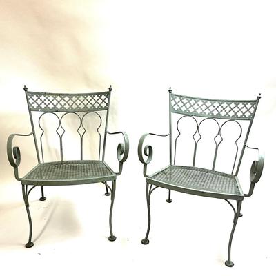 1573 Pair of Vintage SALTERINI " Taj Mahal" Wrought Iron Arm Chairs