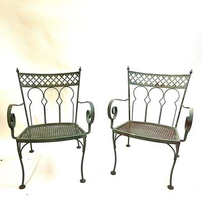 1574 Pair of Vintage SALTERINI "Taj Mahal" Wrought Iron Arm Chairs