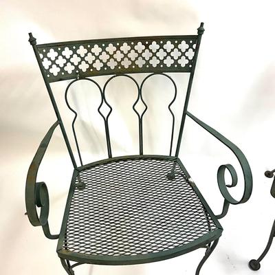 1574 Pair of Vintage SALTERINI "Taj Mahal" Wrought Iron Arm Chairs