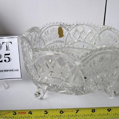 Fancy Imperlux Lead Crystal Large Footed Bowl, West Germany