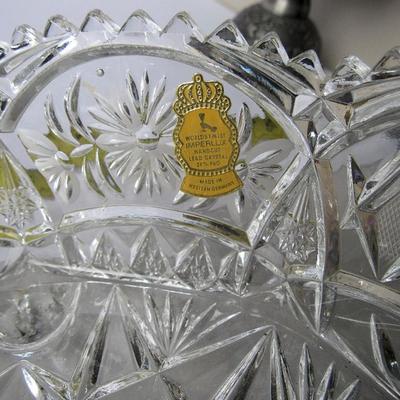 Fancy Imperlux Lead Crystal Large Footed Bowl, West Germany