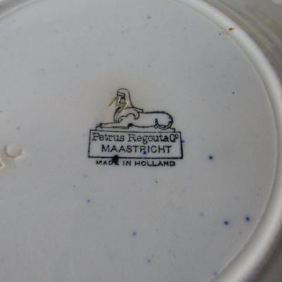 Lot 226:  Vintage Patrus Regout & Co Maastrich Holland Blue Transferware Plate, Marked on Back