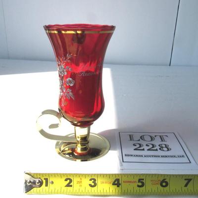 40th Anniversary Candle Holder With Red Shade