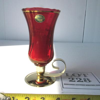 40th Anniversary Candle Holder With Red Shade