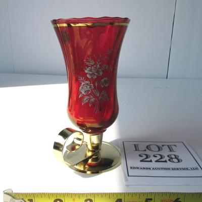 40th Anniversary Candle Holder With Red Shade