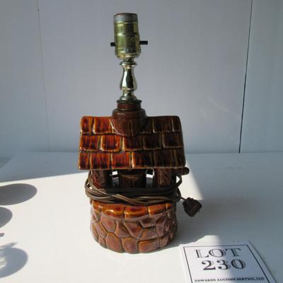 Vintage Pottery Wishing Well Lamp