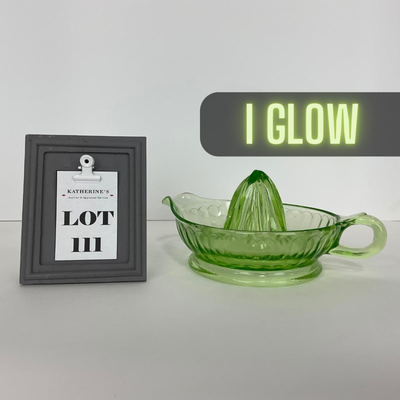-111- URANIUM | Large Green Glass Juicer