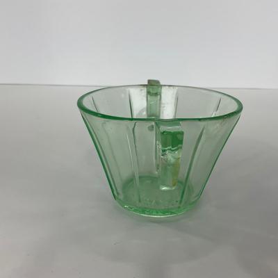 -112- URANIUM | Depression Vaseline Glass Creamer & Sugar Set