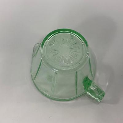 -112- URANIUM | Depression Vaseline Glass Creamer & Sugar Set