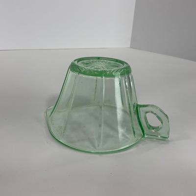 -112- URANIUM | Depression Vaseline Glass Creamer & Sugar Set