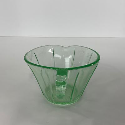 -112- URANIUM | Depression Vaseline Glass Creamer & Sugar Set
