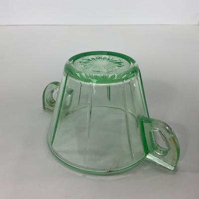 -112- URANIUM | Depression Vaseline Glass Creamer & Sugar Set