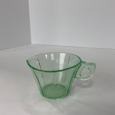 -112- URANIUM | Depression Vaseline Glass Creamer & Sugar Set