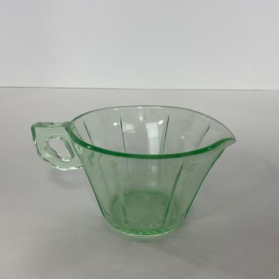 -112- URANIUM | Depression Vaseline Glass Creamer & Sugar Set