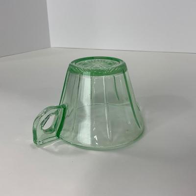 -112- URANIUM | Depression Vaseline Glass Creamer & Sugar Set