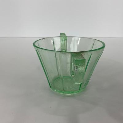 -112- URANIUM | Depression Vaseline Glass Creamer & Sugar Set