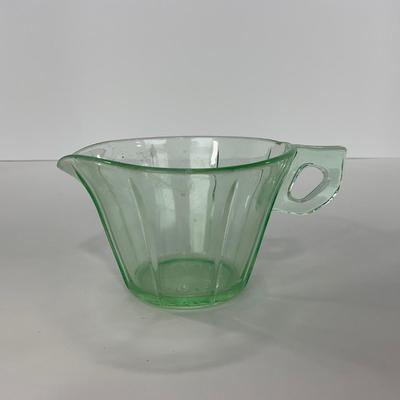 -112- URANIUM | Depression Vaseline Glass Creamer & Sugar Set