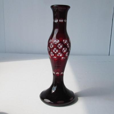 Lot 236: Vintage Cut to Clear Glass Bud Vase #2