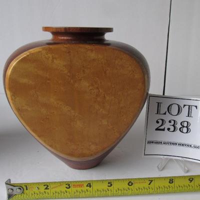 Signed Warren Vienneau, 3/16/88, Very Nice Hand Made Solid Wood Vase, Burl Sides