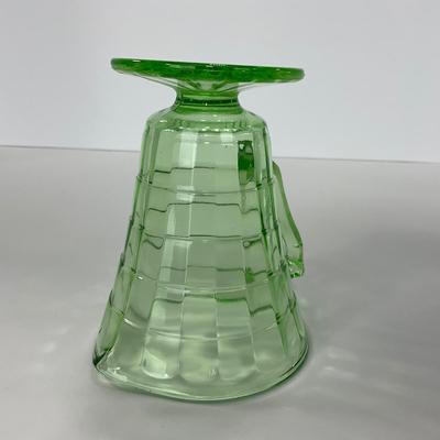 -113- URANIUM | Anchor Hocking Glass Co. Optic Block | Creamer & Sugar