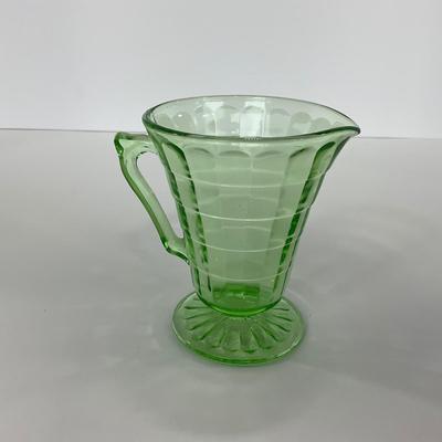 -113- URANIUM | Anchor Hocking Glass Co. Optic Block | Creamer & Sugar