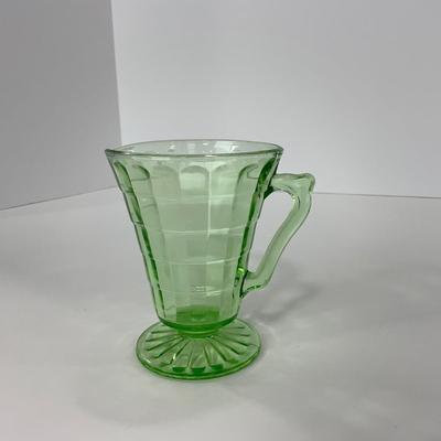 -113- URANIUM | Anchor Hocking Glass Co. Optic Block | Creamer & Sugar