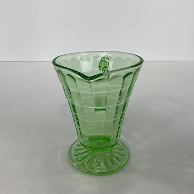 -113- URANIUM | Anchor Hocking Glass Co. Optic Block | Creamer & Sugar