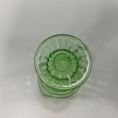 -113- URANIUM | Anchor Hocking Glass Co. Optic Block | Creamer & Sugar