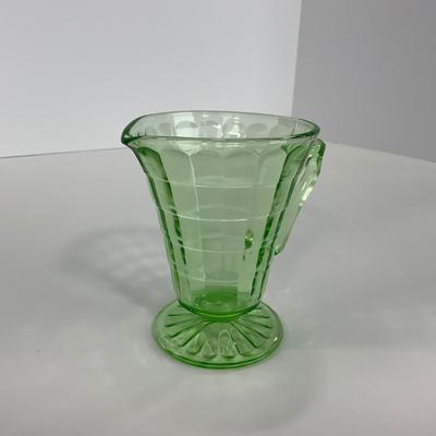 -113- URANIUM | Anchor Hocking Glass Co. Optic Block | Creamer & Sugar