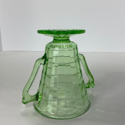 -113- URANIUM | Anchor Hocking Glass Co. Optic Block | Creamer & Sugar