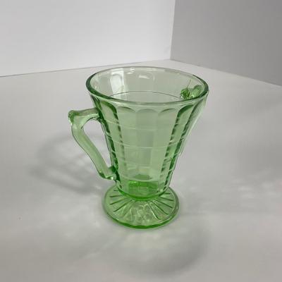 -113- URANIUM | Anchor Hocking Glass Co. Optic Block | Creamer & Sugar