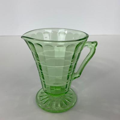-113- URANIUM | Anchor Hocking Glass Co. Optic Block | Creamer & Sugar