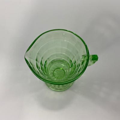 -113- URANIUM | Anchor Hocking Glass Co. Optic Block | Creamer & Sugar