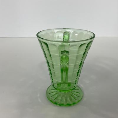 -113- URANIUM | Anchor Hocking Glass Co. Optic Block | Creamer & Sugar
