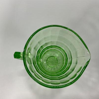 -113- URANIUM | Anchor Hocking Glass Co. Optic Block | Creamer & Sugar