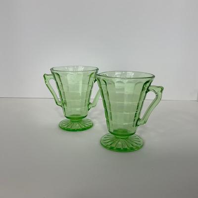 -113- URANIUM | Anchor Hocking Glass Co. Optic Block | Creamer & Sugar